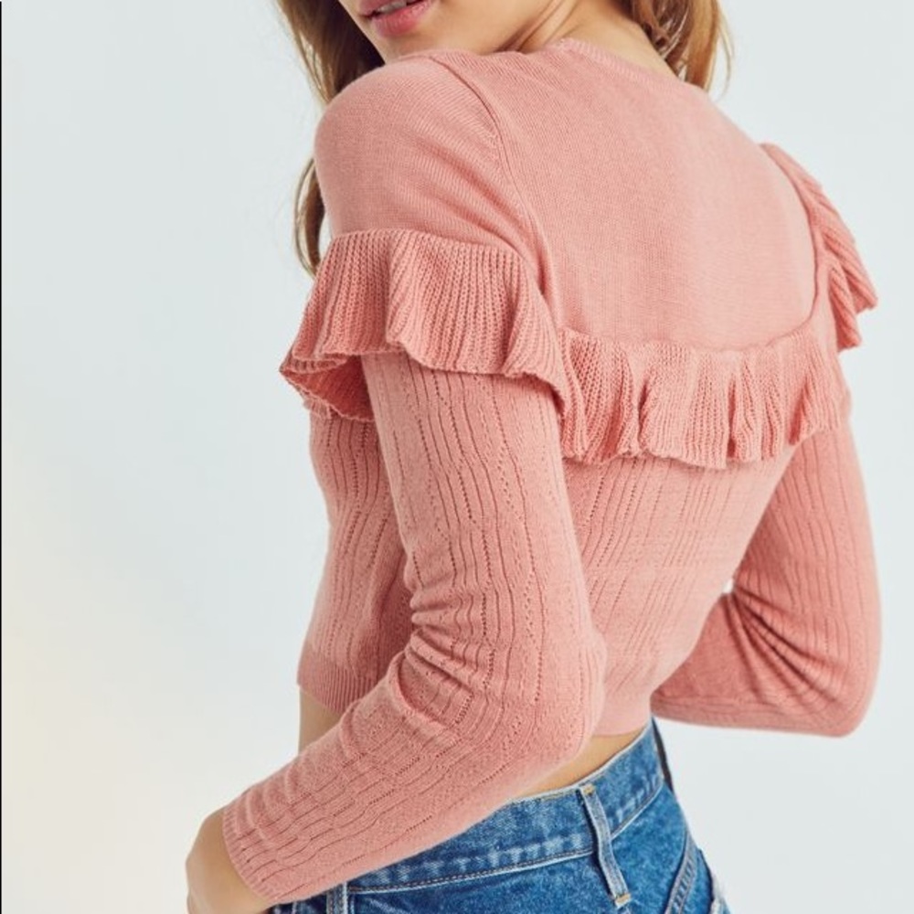 Kimchi Blue Pink Ruffle Sweater